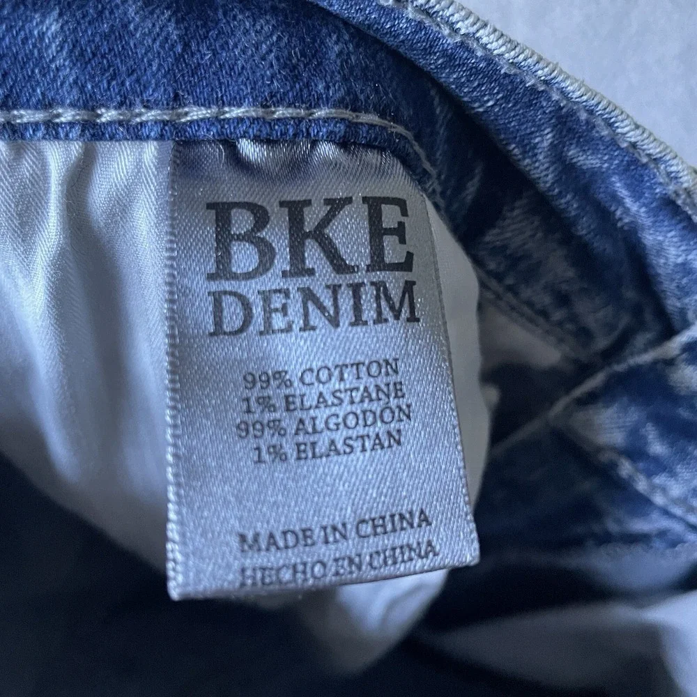 BKE Jake Buckle Denim Jeans Mens 30R 30x30 Regular Straight Distressed Blue
